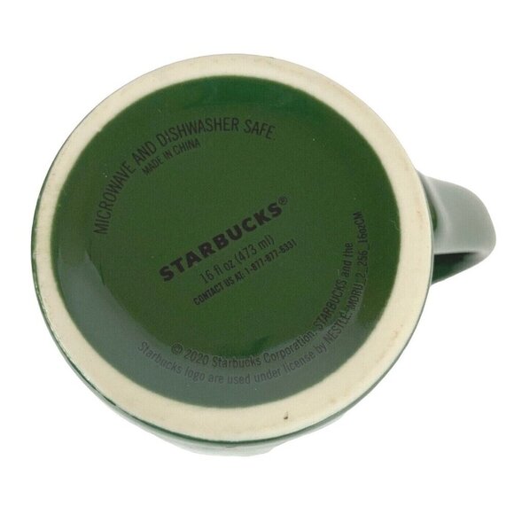 Starbucks Green Christmas Tree Holiday Coffee Mug 16 Oz Ceramic Mermaid Logo - Picture 6 of 6